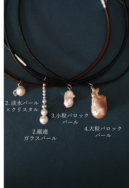 月 leather choker (4type)