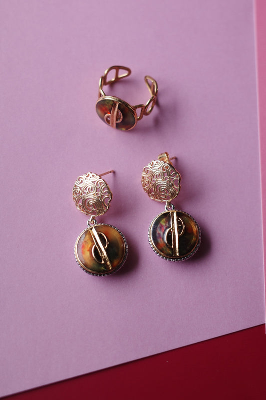 [1点]coffee marble(コーヒーマーブル）ピアス