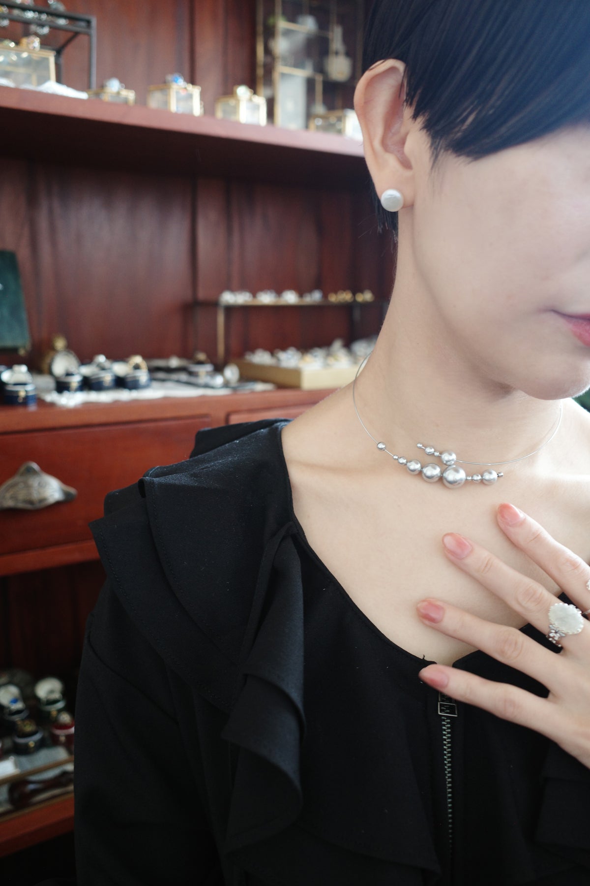 月 wire choker (2type)