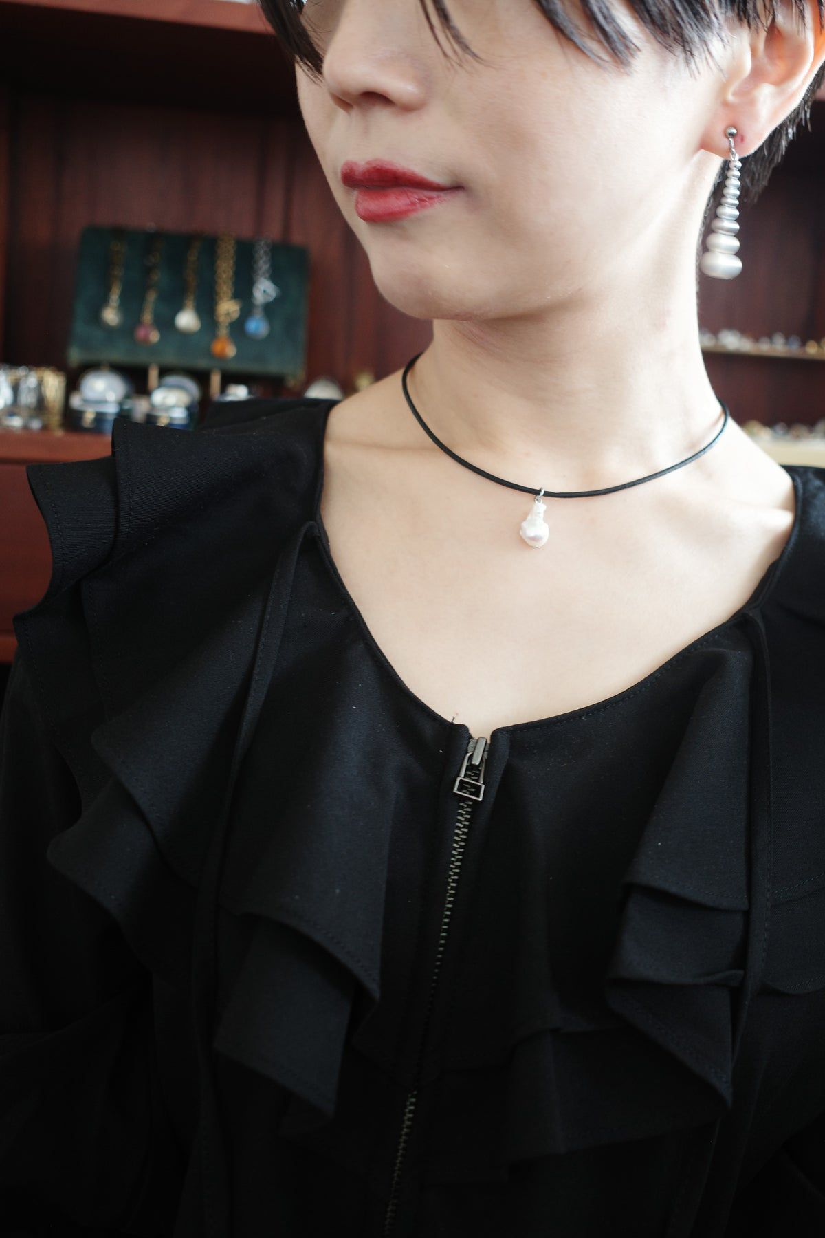 月 leather choker (4type)