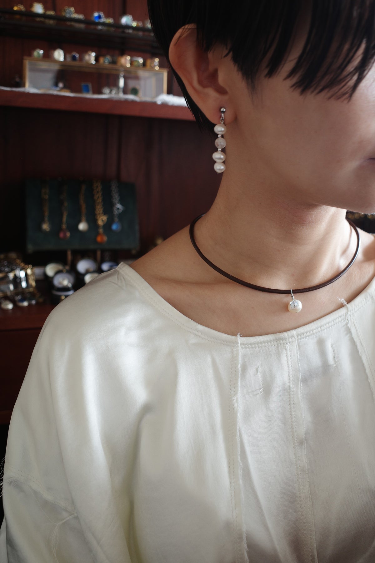 月 leather choker (4type)