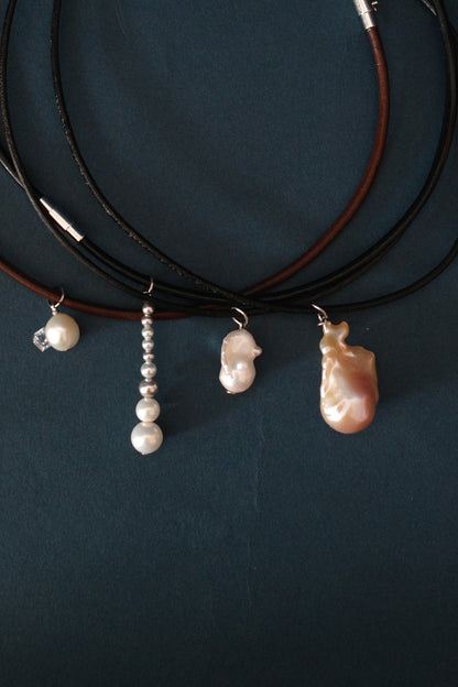 月 leather choker (4type)